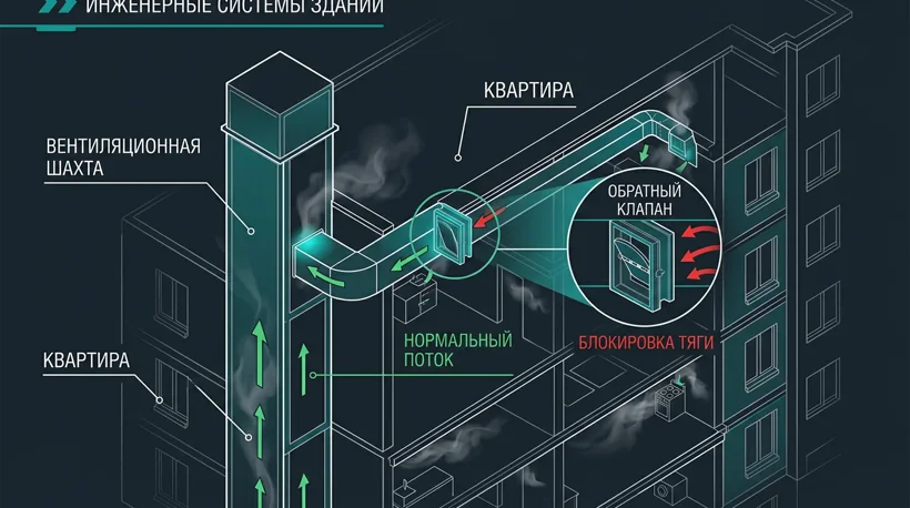 Запахи от соседей из вентиляции: почему возникает обратная тяга и как выбрать обратный клапан